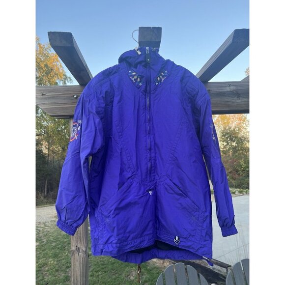 Vintage 90s Obermeyer Scarlett purple floral embroidered ski jacket alpine S - Picture 16 of 16